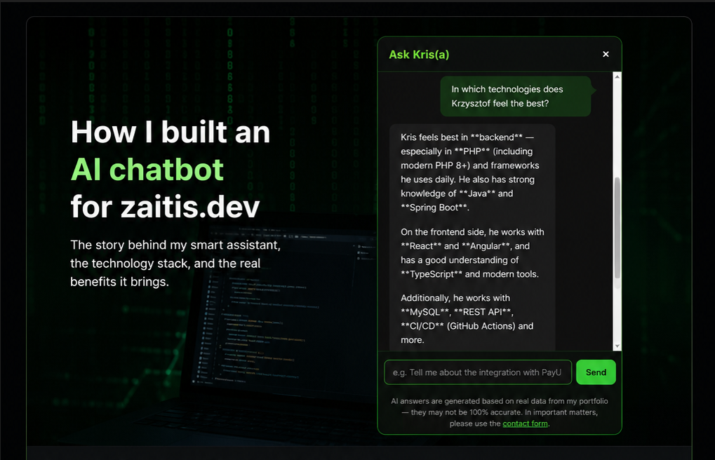 How I Built an AI Chatbot for zaitis.dev and Why It's More Than Just a Chat Widget